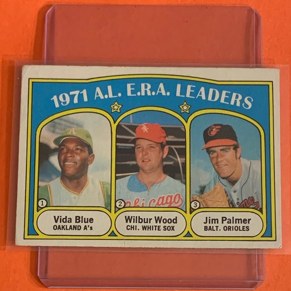 A.L. E.R.A. Leaders [V.Blue,W.Wood,J.Palmer]#92 1972 Topps Baseball Trading Card - Picture 1 of 2